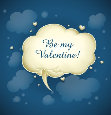 Cloud with greeting message for valentines day clipart