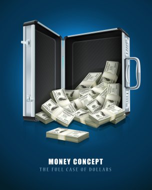 Case with dollars money concept clipart