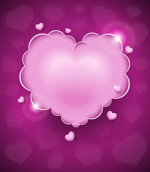Roze glamour hart wolk — Stockvector