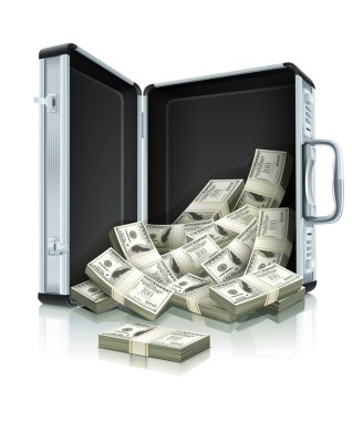 Case with dollars money concept clipart