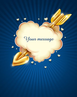 Heart cloud striked by gold cupid's arrow clipart