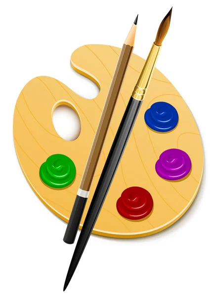 Herramientas de lápiz y pincel de paleta arte para dibujar — Vector de stock