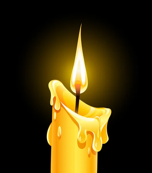 Fire of burning wax candle — Stock Vector