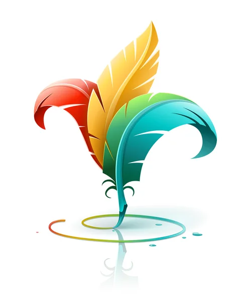 Concept d'art créatif avec plumes de couleur — Image vectorielle