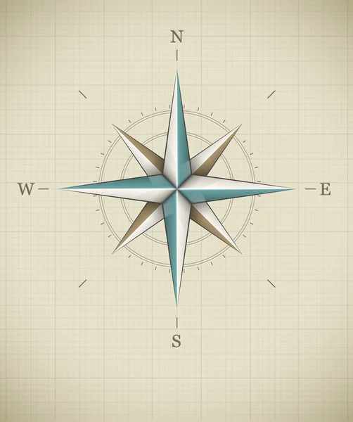 Antika Rüzgar gülü sembol navigasyon için — Stok Vektör