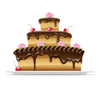 Sweet chocolate cake for birthday clipart