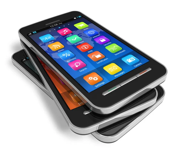 Set van touchscreen smartphones — Stockfoto