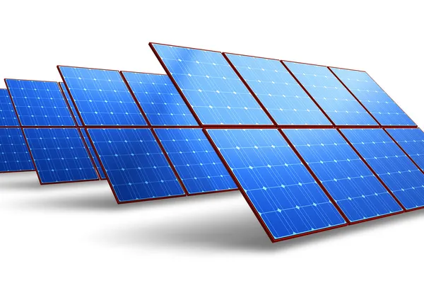 Rangées de panneaux solaires de batterie — Photo