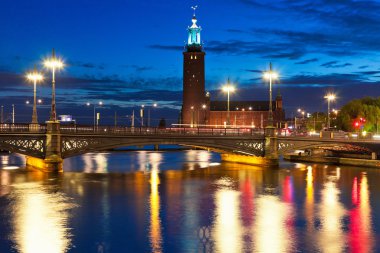 Night view of the Old Town in Stockholm, Sweden clipart