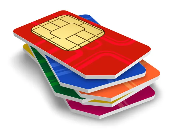 Набір кольорових SIM-карт — стокове фото