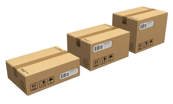 Набор картонных коробок — стоковое фото