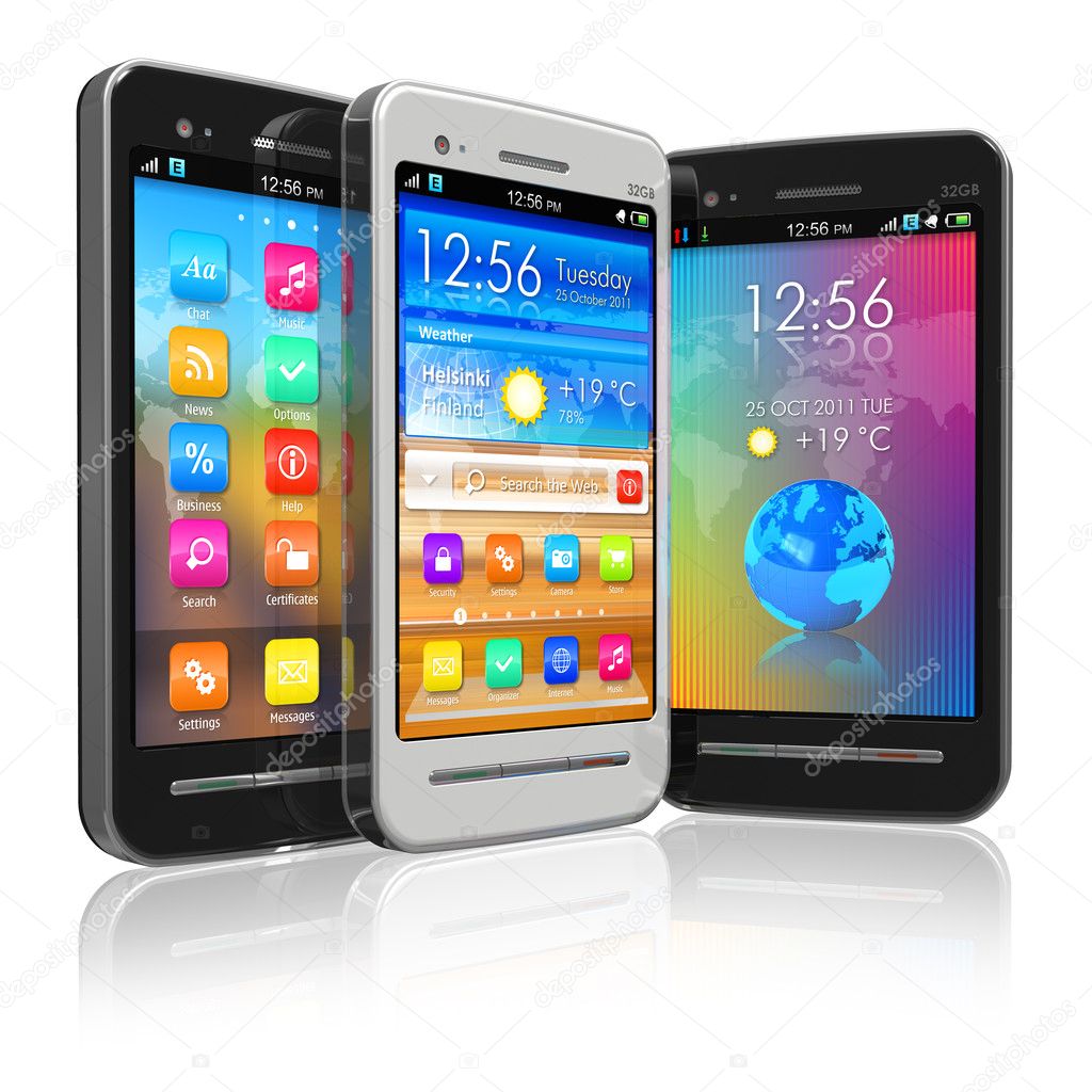 Set of touchscreen smartphones