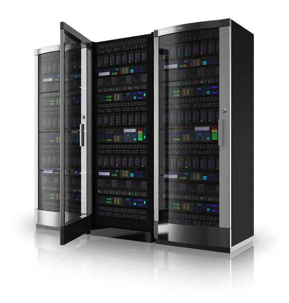 Server racks met open deur — Stockfoto