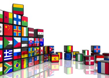 Collage from cubes with flags clipart