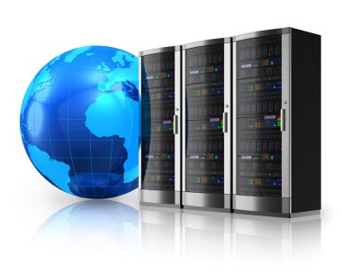 Network servers and Earth globe clipart