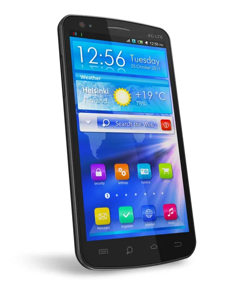 Schwarz glänzendes Touchscreen-Smartphone — Stockfoto