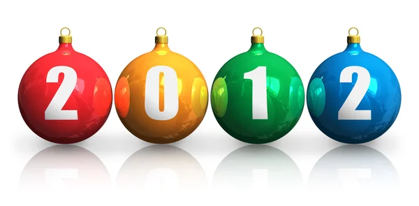 Färg julgranskulor med 2012 — Stockfoto