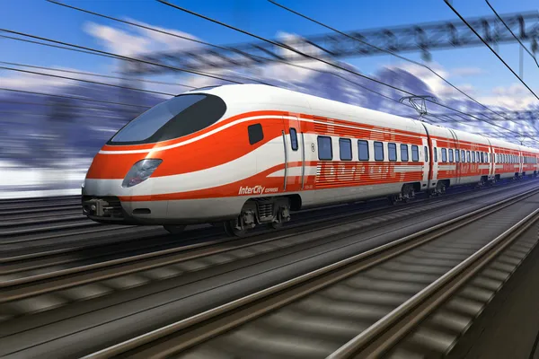 モーション ブラーと近代的な高速鉄道 — ストック写真