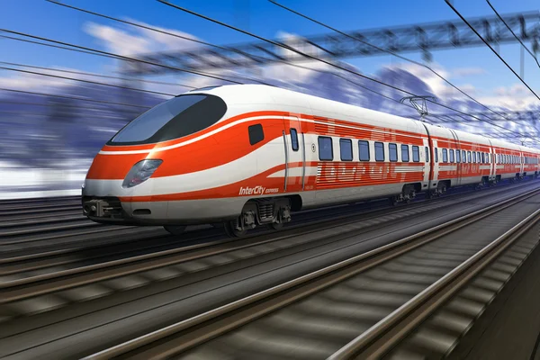 Modern high speed train with motion blur — Stock Photo, Image