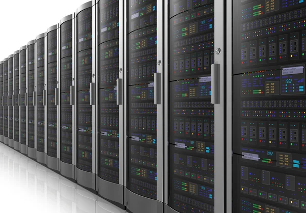 Řadu síťových serverů v datacenter — Stock fotografie