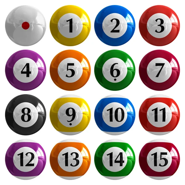 Set di palle da biliardo americane di colore — Foto Stock
