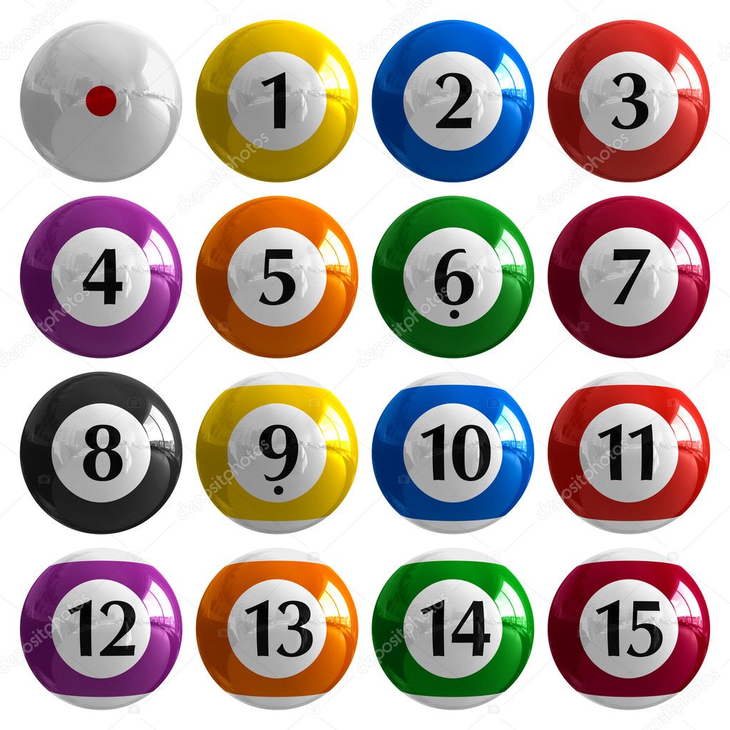 Set of color american billiard balls