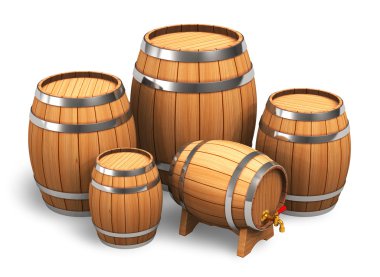 Set of wooden barrels clipart