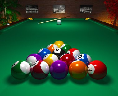 Billiard table in club clipart