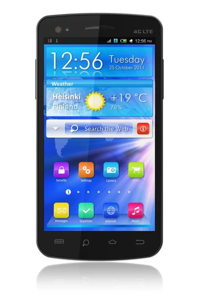 Black glossy touchscreen smartphone — Stock Photo, Image