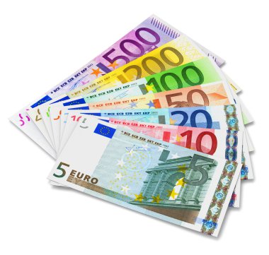 Set of Euro banknotes clipart