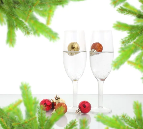 Karácsonyi bálok és pezsgő — Stock Fotó