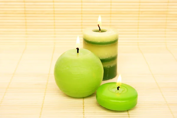 Candles on bamboo — Stock Photo, Image