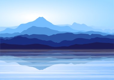 Blue mountains near lake