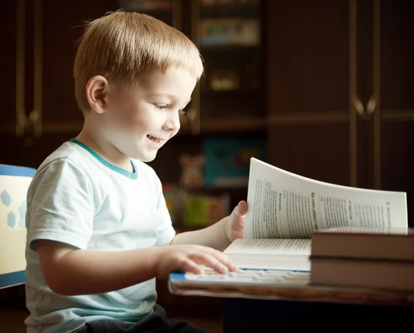 Αγόρι διαβάζει βιβλίο — Φωτογραφία Αρχείου