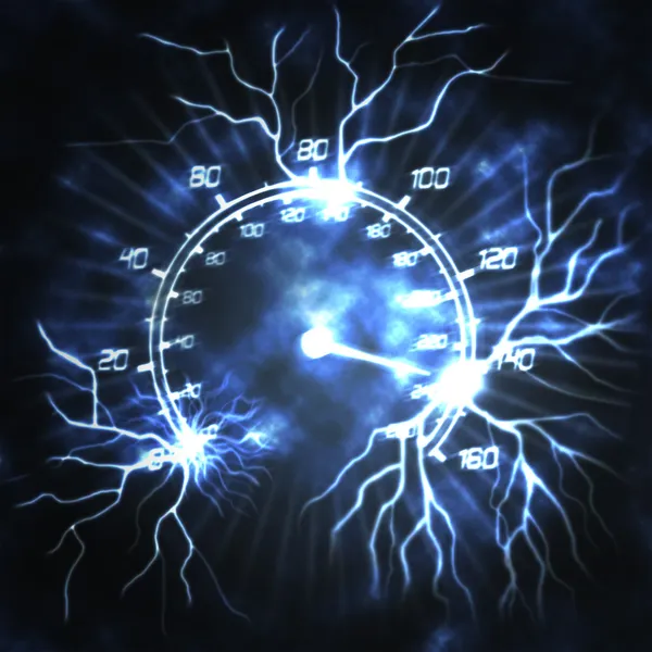 Speedometer and lightning — Stock Photo, Image