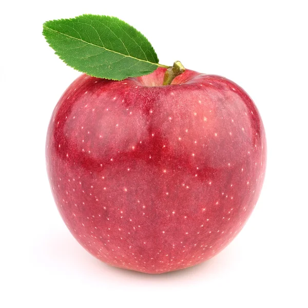 Süßer Apfel mit Blättern — Stockfoto