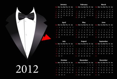 Vector American calendar 2012 with elegant suit clipart