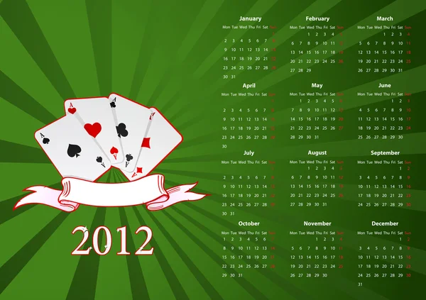 Vector European calendar with cards — Stock Vector
