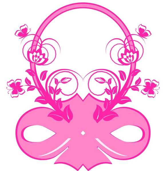 ピンクのリボンと飾り枠のベクトル イラスト — ストックベクタ