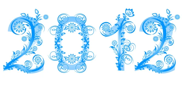 Illustration vectorielle des chiffres du nouvel an 2012 réalisés avec la flore — Image vectorielle