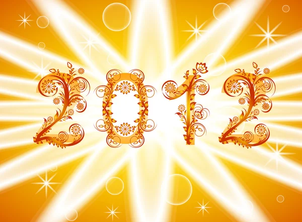 Векторна ілюстрація новорічного фону 2012 року з квітковим або — стоковий вектор