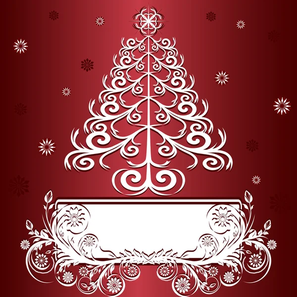 Illustrazione vettoriale di un albero di Natale con ornamento . — Vettoriale Stock