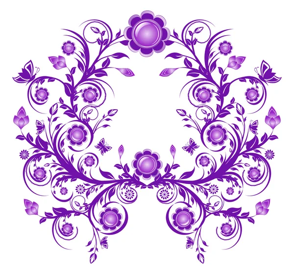 Ilustração vetorial de um quadro de ornamento floral violeta — Vetor de Stock