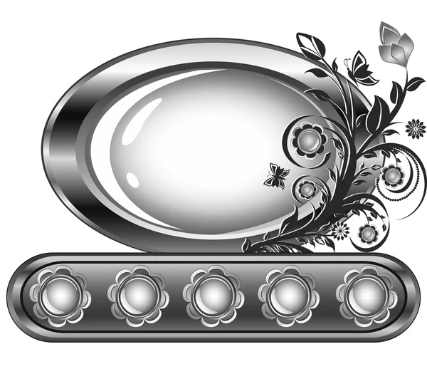 Ilustração vetorial de uma armação oval com ornamento de flor — Vetor de Stock