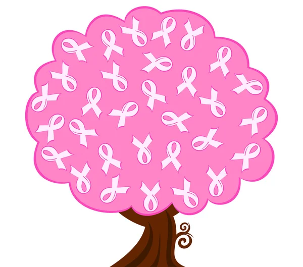 Векторна ілюстрація дерева рожевої стрічки раку молочної залози — стоковий вектор