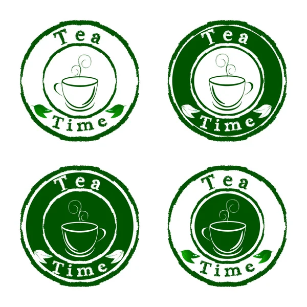 Horodatage vectoriel du thé mis isolé sur fond blanc — Image vectorielle