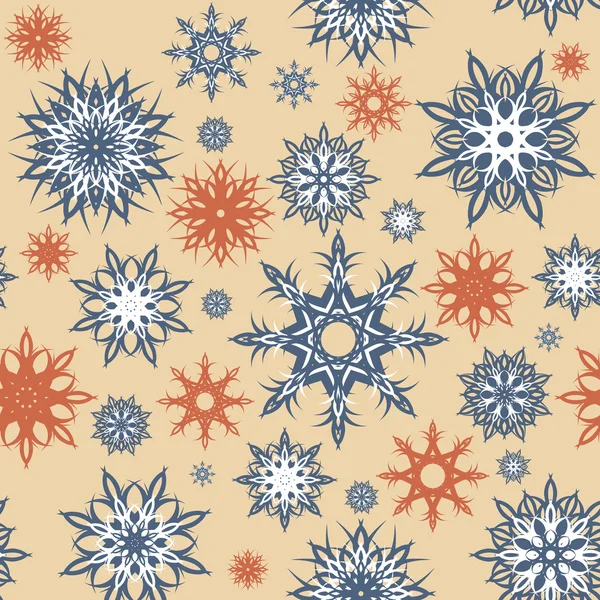 Ilustración vectorial de un fondo de copos de nieve sin costuras. Christm. — Archivo Imágenes Vectoriales