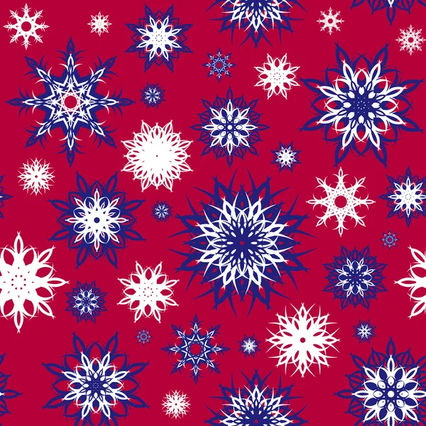 五颜六色的无缝雪花背景。圣诞节主题。向量 — 图库矢量图片