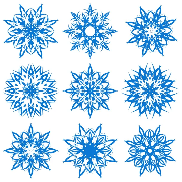 Illustration vectorielle d'un ensemble de flocons de neige — Image vectorielle