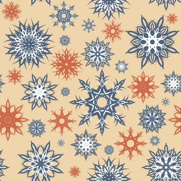 Ilustración vectorial de un fondo de copos de nieve sin costuras. Tema Navidad . — Archivo Imágenes Vectoriales